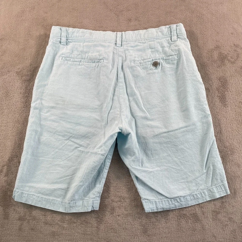 Banana Republic Emerson Chino Shorts Men 30x10 Sky Blue Linen Blend Preppy‎